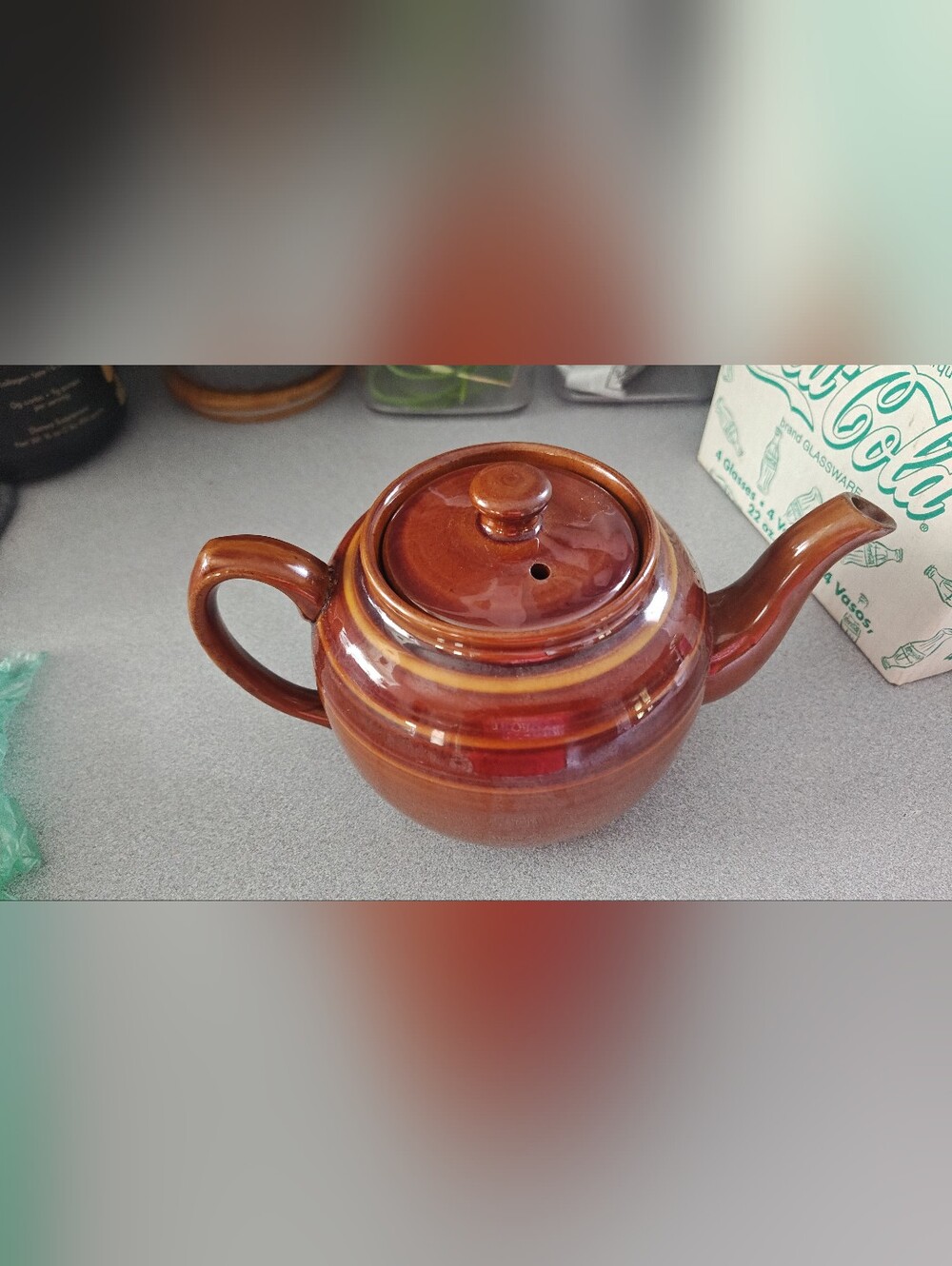 Brown Ceramic Teapot with Lid - Classic Home Kitchen Teapot